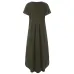 Tataria Women's Casual Loose Pocket Long Dress Women Short Sleeve Long Dresses Women T Shirt Dress Solid Color Vintage V-neck