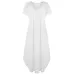 Tataria Women's Casual Loose Pocket Long Dress Women Short Sleeve Long Dresses Women T Shirt Dress Solid Color Vintage V-neck