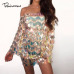 Tobinoone Sexy Off Shoulder Summer Dress 2019 Sequin Tassel Bodycon Dresses Backless Women Sexy Club Dress Party Vestidos