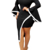 Trendy Bateau Neck Dew Shoulder Long Sleeves Asymmetrical Black Healthy Fabric Knee Length Dress