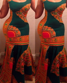 Trendy Round Neck Spaghetti Strap Sleeveless Printed Qmilch Mermaid Floor length Dress Trendy Round Neck Spaghetti Strap Sleeveless Printed Qmilch Mermaid Floor length Dress