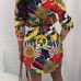 Trendy Turndown Collar Printed Healthy Fabric Mini Dress(Without Belt) Trendy Turndown Collar Printed Healthy Fabric Mini Dress(Without Belt)