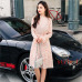 Two layers Floral Chiffon Dress Elastic Waist Women Spring A-line Lace Up Flare Sleeve Bohemian Dress Femme Vestidos 2019