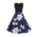 V Neck Sexy  Summer Dress Women Floral Print Patchwork Vintage Dress Hepburn 50s Elegant Party Dresses Plus Size Sundress