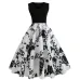 V Neck Sexy  Summer Dress Women Floral Print Patchwork Vintage Dress Hepburn 50s Elegant Party Dresses Plus Size Sundress