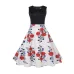 V Neck Sexy  Summer Dress Women Floral Print Patchwork Vintage Dress Hepburn 50s Elegant Party Dresses Plus Size Sundress