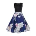 V Neck Sexy  Summer Dress Women Floral Print Patchwork Vintage Dress Hepburn 50s Elegant Party Dresses Plus Size Sundress