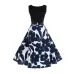 V Neck Sexy  Summer Dress Women Floral Print Patchwork Vintage Dress Hepburn 50s Elegant Party Dresses Plus Size Sundress