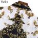 Vadim floral chains print pleated shirt dress long sleeve turn down collar vintage totem straight mini dress vestidos QA764