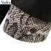 Vadim snake print patchwork black dresses animal pattern pleated long sleeve chic cute dress vestido mujer QA685