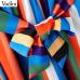 Vadim women colorful striped midi dress V neck short sleeve bow tie sashes elastic waist casual mid calf dresses vestidos QB191