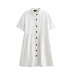 Vadim women embroidery hollow out mini dress short sleeve turn down collar white sweet casual shirt dresses vestidos QB395