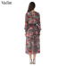 Vadim women floral chiffon dress two pieces set long sleeve elastic waist mid calf o neck casual brand dresses vestidos QZ3200