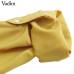 Vadim women green yellow V neck mini dress pockets pleated long sleeve straight dresses female casual solid loose vestido QB198