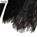 Vadim women sexy lace patchwork chiffon midi dress see through hollow out pleated female casual black dresses vestidos QA482