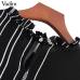 Vadim women striped patchwork mini dress ruffled long sleeve o neck pleated female casual straight dress vestidos QA671