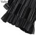 Vadim women striped patchwork mini dress ruffled long sleeve o neck pleated female casual straight dress vestidos QA671