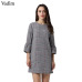 Vadim women vintage flare sleeve houndstooth dress basic plaid bell sleeve brand autumn mini dresses vestidos mujer QZ3247