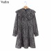 Vadim women vintage leopard dress sweet ruffles long sleeve o neck pleated female casual straight dress vestidos QA456