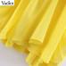 Vadim women yellow chiffon mini shift dress halter sleeveless cute straight female stylish pleated dresses vestidos QB567