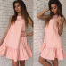 Vestidos Sexy Ruffles Women Dress 2019 Summer Sleeveless Casual A Line Beach Boho Red Dresses Party Short Mini Dress Robe Femme