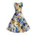 Vestidos Vintage Dress Summer Floral Print Sleeveless Party Dresses 50s 60s Elegant Rockabilly Sexy Pin Up Dress with Belt