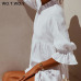 WOTWOY 2019 Summer White Mini Dresses Women Ruffles Elastic Waist Loose Straight Half Sleeve Shirt Dress Woman Boho Sundress