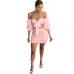 Wantmove 2018 summer new fashion women 2 piece suit sexy off the shoulder Puff sleeve strap top mini dress Two-piece suit JZ038