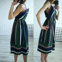 Wipalo Multi Striped Dress 2019 Elastic Waist Spaghetti Strap Midi Vestidos Mujer Sexy Boho Beach Dress Women Summer Sundress