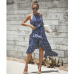 Women Bohemian Ruffled Dot Printed Party Dress Sleeveless O-neck Casual A-line Mid Dress 2019 Summer New Fashion Women Dress