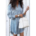 Women Casual Denim Shirt Dress Ladies Long Sleeve Turn Down Collar Office Lady Loose Shirt Dress 2019 New Style Party Dress