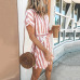 Women Casual Sashes Striped Party Dress Ladies Short Sleeve  v Neck Button Elegant Mini Dress 2019 Summer Beach Mini Dress