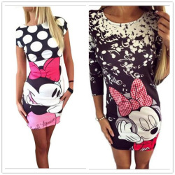 Women Cute Cartoon Dress Casual O-Neck Short Sleeve Print Dress Sexy Slim Bodycon Dress 5XL Plus Size Women Clothing Vestidos