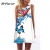 Women Dress 2018 New Style Summer Dress Casual Beach Dress Floral Print Tunic Sleeveless Short Chiffon Dress Vestido de renda