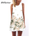 Women Dress 2018 New Style Summer Dress Casual Beach Dress Floral Print Tunic Sleeveless Short Chiffon Dress Vestido de renda