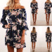 Women Dress 2019 Summer Sexy Off Shoulder Floral Print Chiffon Dress Boho Style Short Party Beach Dresses Vestidos de fiesta