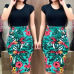 Women Dresses Short Sleeve Floral Print Patchwork Slim Bodycon Dress Cocktail Party Pencil Dress