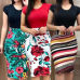 Women Dresses Short Sleeve Floral Print Patchwork Slim Bodycon Dress Cocktail Party Pencil Dress