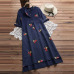 Women Embroidery Dress 2019 Summer Long Top Vintage Cotton Linen Knee High Shirt Vestido Female Plus Size Blusas Kaftan Robe 5XL