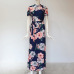 Women Long Maxi Dress 2019 Summer Floral Print Boho Style Beach Dress Casual Short Sleeve Bandage Party Dress Vestidos Plus Size