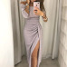 Women Off Shoulder Glitter Party Dress 2018 High Slit Peplum Dresses Autumn Elegant Women's Bodycon Dress Vestidos