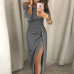 Women Off Shoulder Glitter Party Dress 2018 High Slit Peplum Dresses Autumn Elegant Women's Bodycon Dress Vestidos