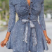 Women Sexy Long Sleeve Bodycon Club Denim Jean Mini Dress