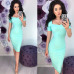 Women Sexy Sheath Party Dress Ladies Short Sleeve Square Collar Elegant Solid Dress 2019 New Fashion Office Lady Summer Dress