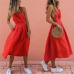 Women Summer Boho Strappy Long Maxi Dress Sexy Backless Party Red Dress Beachwear  Sundress vestido mujer