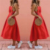 Women Summer Boho Strappy Long Maxi Dress Sexy Backless Party Red Dress Beachwear  Sundress vestido mujer