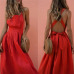 Women Summer Boho Strappy Long Maxi Dress Sexy Backless Party Red Dress Beachwear  Sundress vestido mujer