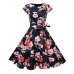 Women Summer Floral Dress 50s Vintage Casual Elegant Print O Neck Party Work Office Dress Retro Rockabilly Vestidos