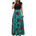 Women Summer Long Dress Floral Print Bohemian Beach Maxi Dress Casual Patchwork Short Sleeve Party Dresses Vestidos Verano 2019