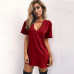 Women Tshirt Dress 2019 Choker V-neck Summer Dresses Short Sleeve Casual Sexy Halter Loose Boho Beach Dress Vestidos Plus Size